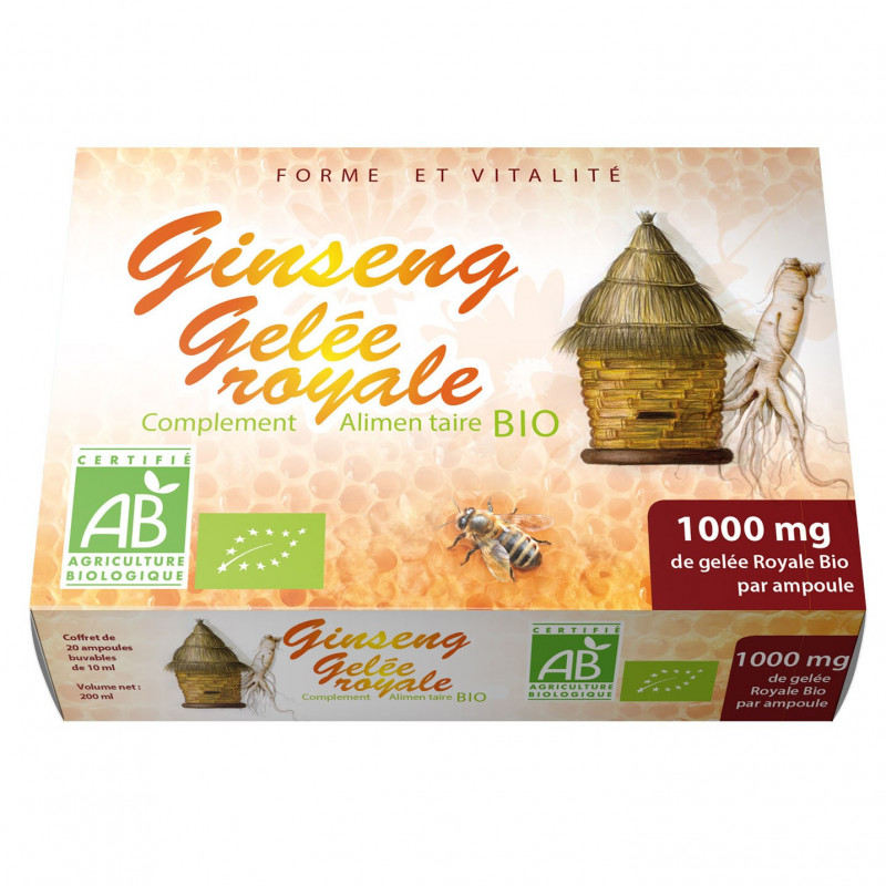 Ampoules de Gelée Royale Ginseng rouge Bio