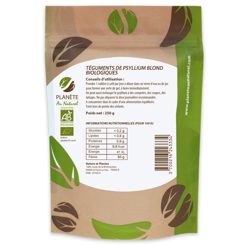 Psyllium Blond Bio 500 Gr Digestion Plantago Ovata