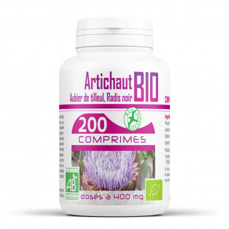 200 Comprimes complexe Draineur Bio- Artichaut-Aubier de tilleul-Radis noir 400 mg